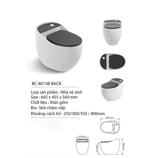 BỒN CẦU TRỨNG LIỀN KHỐI CAO CẤP BC 8013B BACK