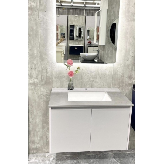 Lavabo tủ cao cấp  kèm gương lex  màu xám